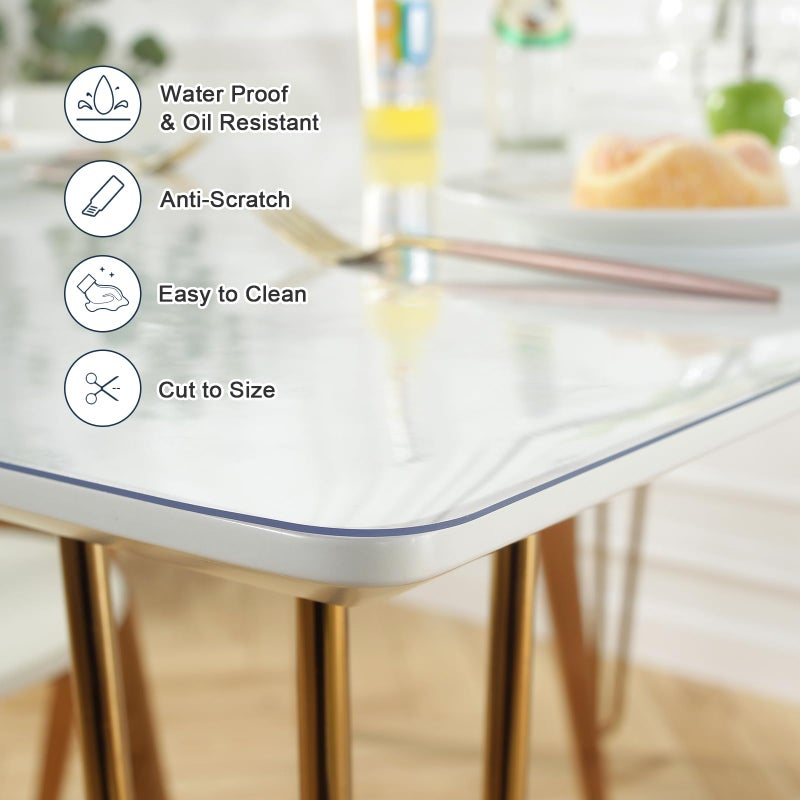 LovePads Clear Desk Mat 12 x 28 Inch, 1.5mm Thick Clear Table Protector, Waterproof Plastic Table Cover Protector, PVC Desk Protector Mat, Vinyl Desk Cover for Desktop, Coffee & Dining Table - Image 3